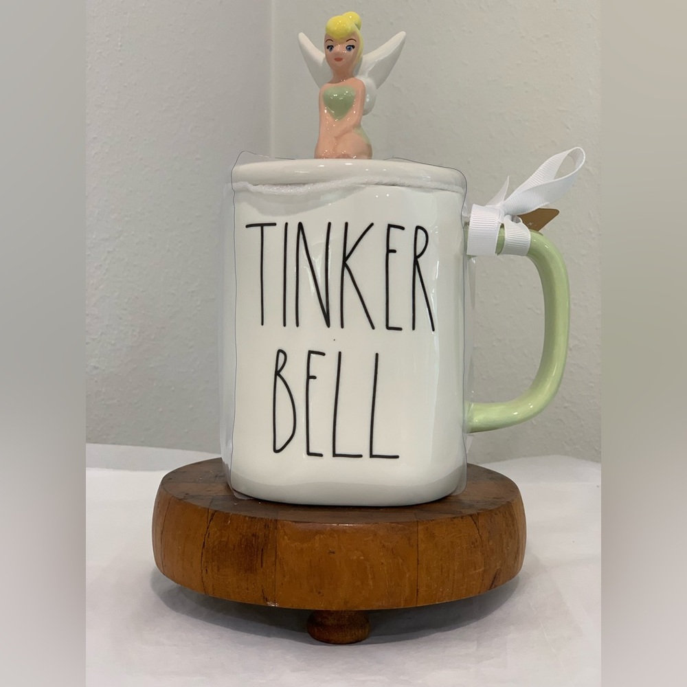 BNWT Rae Dunn Artisan Collection Disney TINKERBELL Mug with Tinkerbell Topper